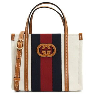 Gucci Interlocking G Canvas Leather Tote White